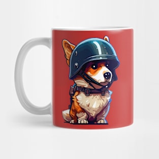 Funny military corgi in helmet Mug